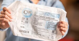 Cure Catheter® Closed System Sterile, Pre-Lubricated, Touchless Catheter Kit 14fr. 16 inch #CS14
