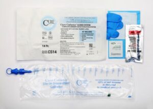 Cure Closed System™ Kit with Accessories – 14 FR Straight Tip Pre-Lubricated Catheter #CS14