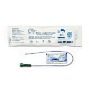 Cure™ Male Pocket Coudé Tip Catheter with Lubricant Packet – 14 FR, 16" #M14ULC