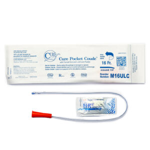 Cure™ Male Pocket Coudé Tip Catheter with Lubricant Packet – 16 FR, 16" #M16ULC