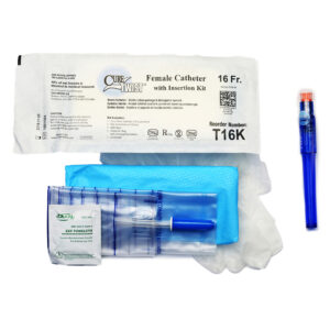 Cure™ Female Straight Tip Pre-Lubricated Twist Catheter with Insertion Kit – 16 FR, 6" #T16K
