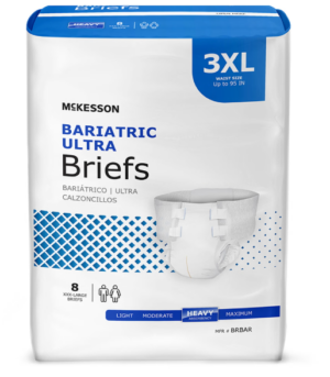 McKesson Ultra Bariatric Adult Incontinence Brief, Heavy Absorbency 8 per bag – Manufacturer #BRBAR