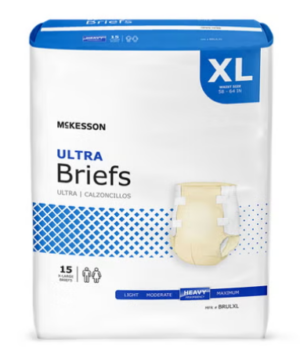 McKesson Ultra Incontinence Brief, X-Large, Heavy Absorbency 15 per bag #BRULXL