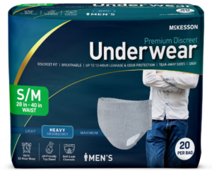 McKesson Premium Discreet Heavy Absorbent Underwear, Small/Medium, Male, 80 per case – Manufacturer #UWDS-SMGRAY