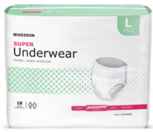McKesson Super Absorbent Underwear, Large, Moderate Absorbency, 72 per Case – Manufacturer #UW33845