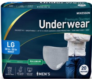 McKesson Premium Discreet Maximum Absorbent Underwear, Large, Male, 20 per Bag – Manufacturer #UWDM-LGGRAY