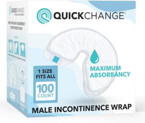 QuickChange Men's Incontinence Wrap – Maximum Absorbency Catheter Alternative for Men with Reduced Mobility | 17 oz Capacity | Adjustable Fit | 100 Count