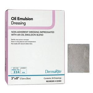 DermaRite Oil Emulsion Non-Adherent Wound Dressing Impregnated 3" x 8" Sterile - Box of 24 - #22380