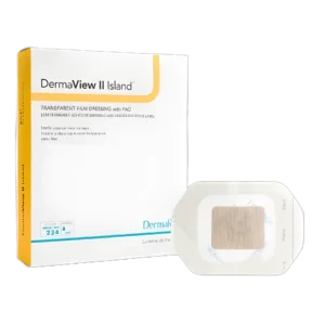 DermaRite DermaView II Island Transparent Film Dressing w/Non-Adherent Absorbent Pad 6" x 6" Sterile - Box of 25 - #16660