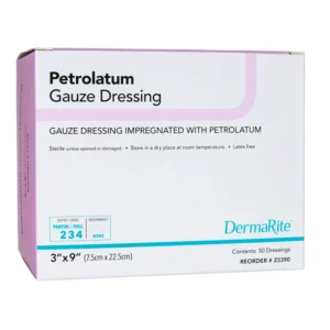 DermaRite Petrolatum Gauze Wound Dressing Impregnated w/Petrolatum 3" x 9" Sterile - Box of 50 - #23390