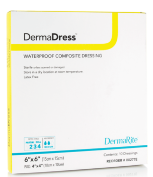 DermaRite DermaDress Waterproof Composite Wound Dressing 6" x 6" Sterile - Box of 10 - #00277E