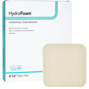 DermaRite HydraFoam Hydrophilic Foam Wound Dressing 6" x 6" Sterile - Box of 10 - #00296E
