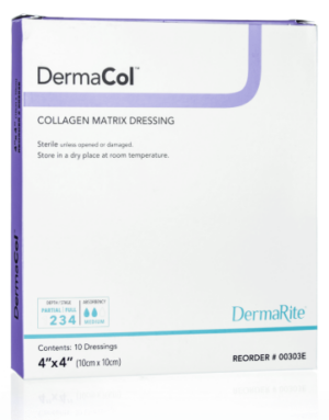 DermaRite DermaCol Collagen Matrix Wound Dressing 4" x 4" Sterile - Box of 10 - #00303E