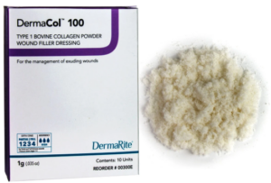 DermaRite DermaCol 100 Type 1 Bovine Collagen Powder Wound Filler Dressing 1G Sterile - Box of 10 - #00300E