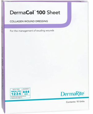 DermaRite DermaCol 100 Sheet Type 1 Bovine Collagen Wound Dressing 2"X 2" Sterile - Box of 10 - #003321