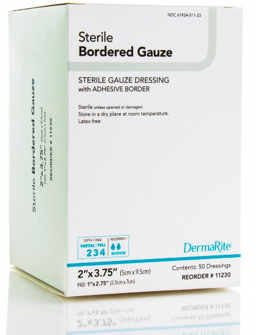 DermaRite Sterile Bordered Adhesive Dressing 2" x 3.75" Sterile - Box of 50 - #11230