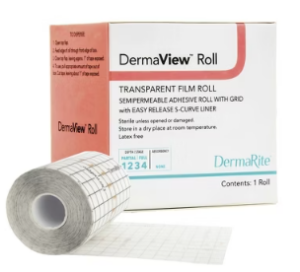 DermaRite DermaView Transparent Film Roll Wound Dressing 4" x 11 yds Sterile - Box of 1 - #15411