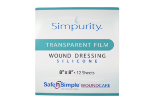 Safe n' Simple Silicone Transparent Dressing 8" x 8", Box of 12 - SNS57208