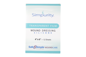Safe n' Simple Silicone Transparent Dressing 4" x 6", Box of 12 - SNS57224